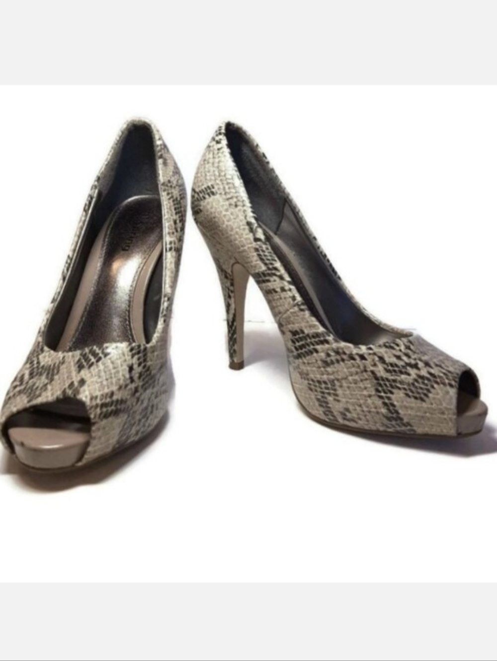 Call It Spring Snakeskin Open Toe Heels Peep Toe Size 37